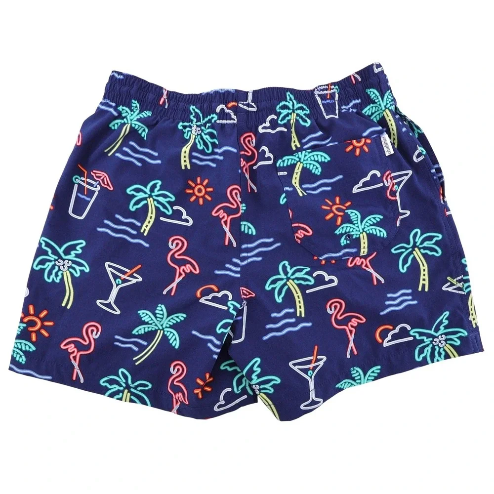 Chubbies Neon Flamingo‎ Palm Tree Swim Trunks Mesh Liner Blue Mens Medium M